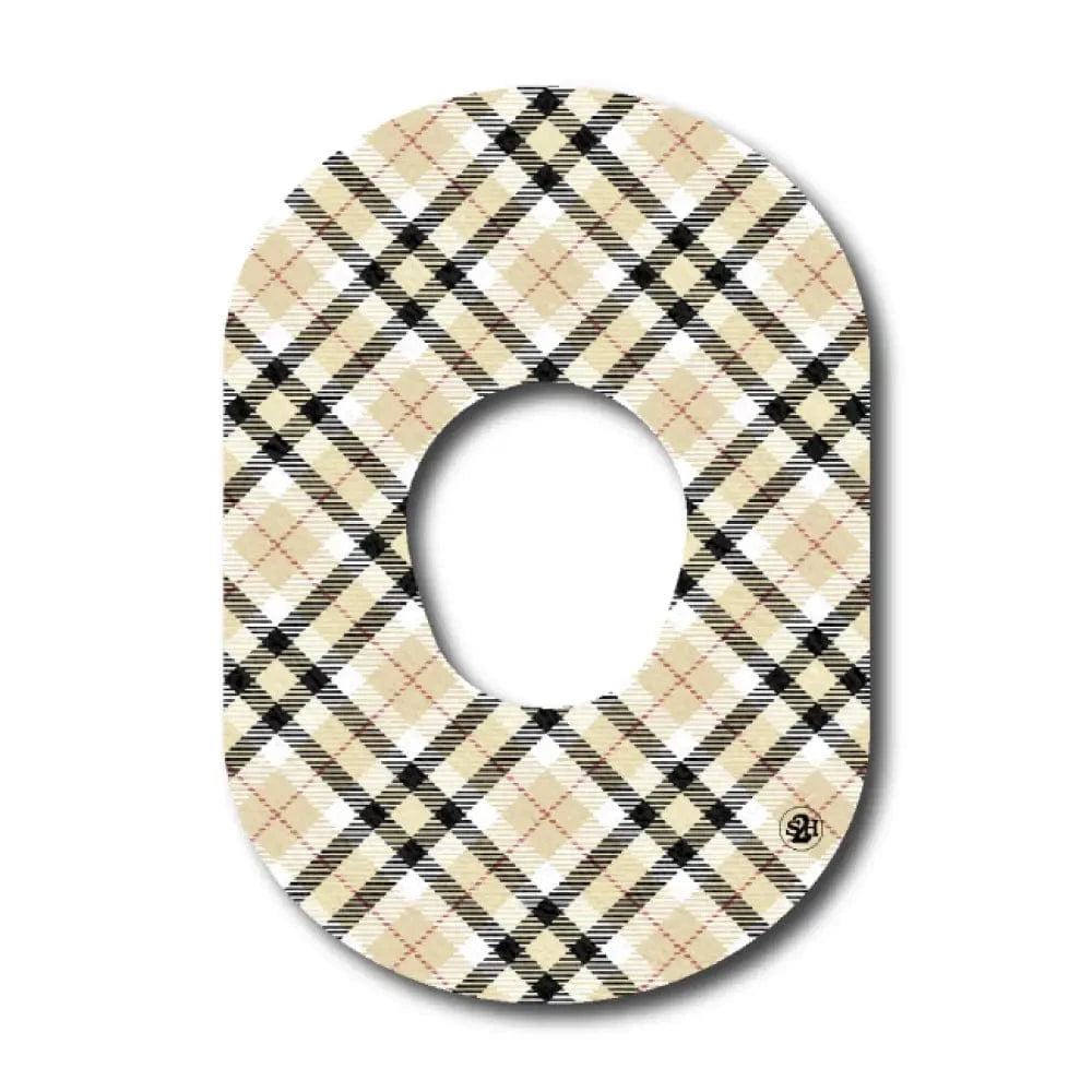 Single Patch / G7 Black and Tan Plaid Pattern - Dexcom G7 and Stelo