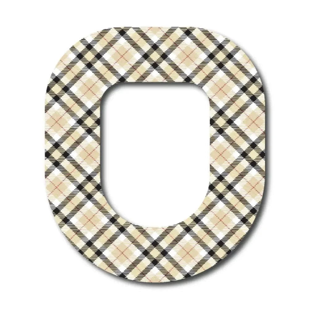 Single Patch / Omnipod Black and Tan Plaid Pattern - Omnipod