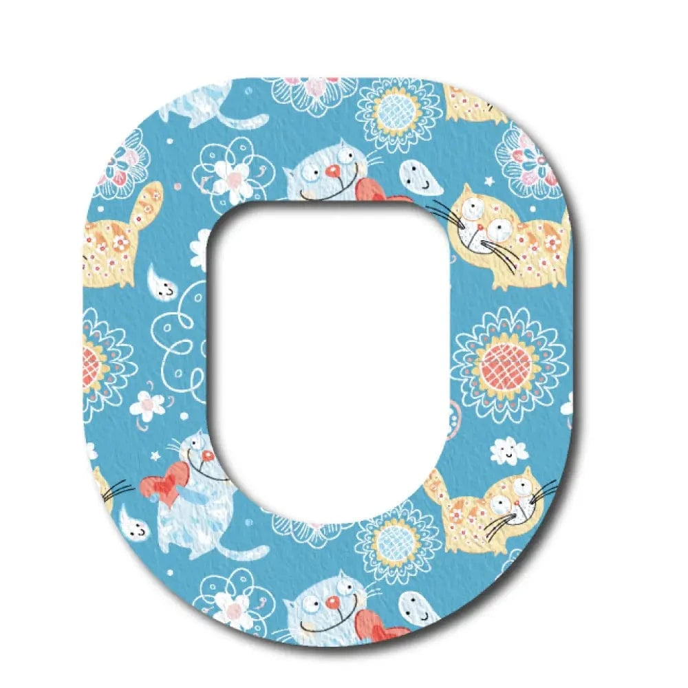 Single Patch / Omnipod Daisy the Cat in Blue - Omnipod