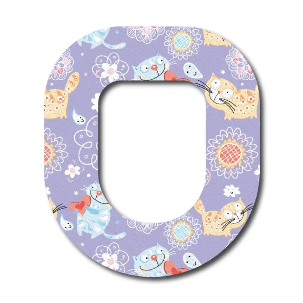 Single Patch / Omnipod Daisy the Cat in Purple - Omnipod
