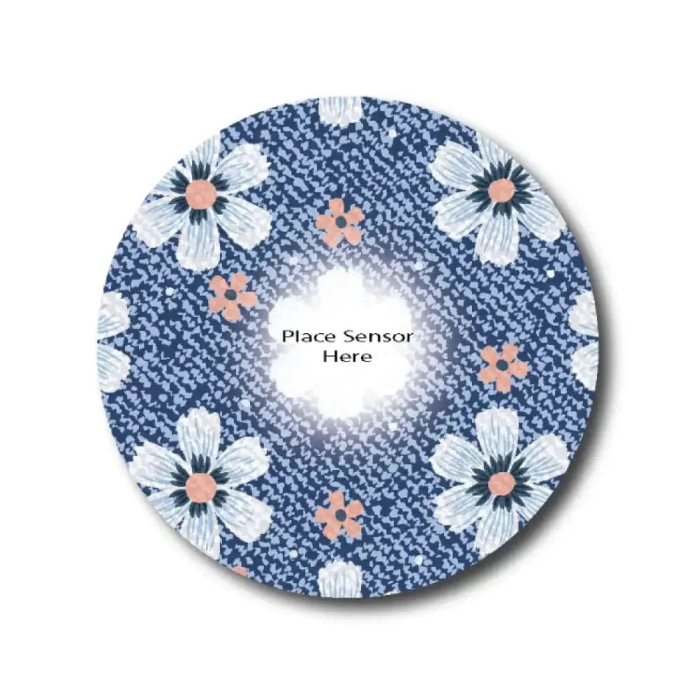 Single Patch / Libre 3 Denim Flower Underlay Patch for Sensitive Skin - Libre 3