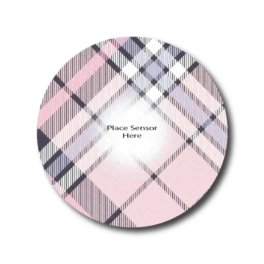 Single Patch / Libre 3 Pink Plaid Pattern Underlay Patch for Sensitive Skin - Libre 3