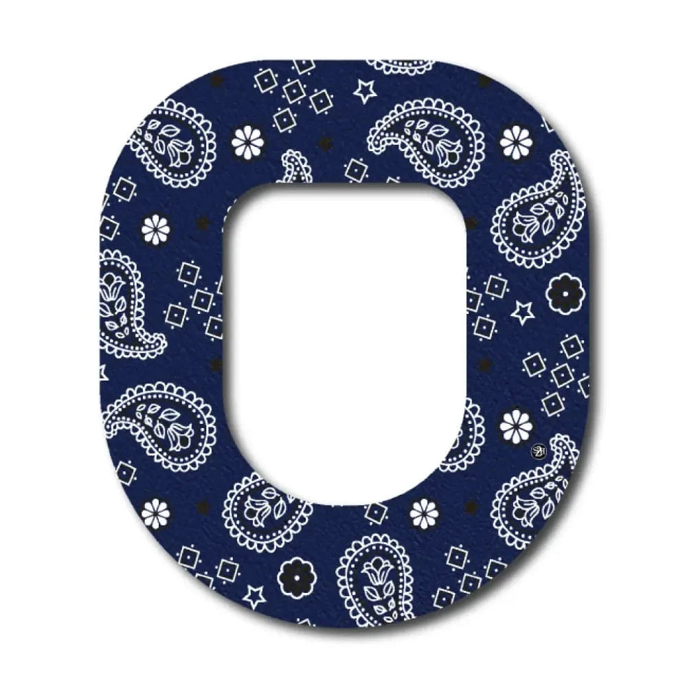 Single Patch / Omnipod Western Paisley Blue Pattern - Omnipod