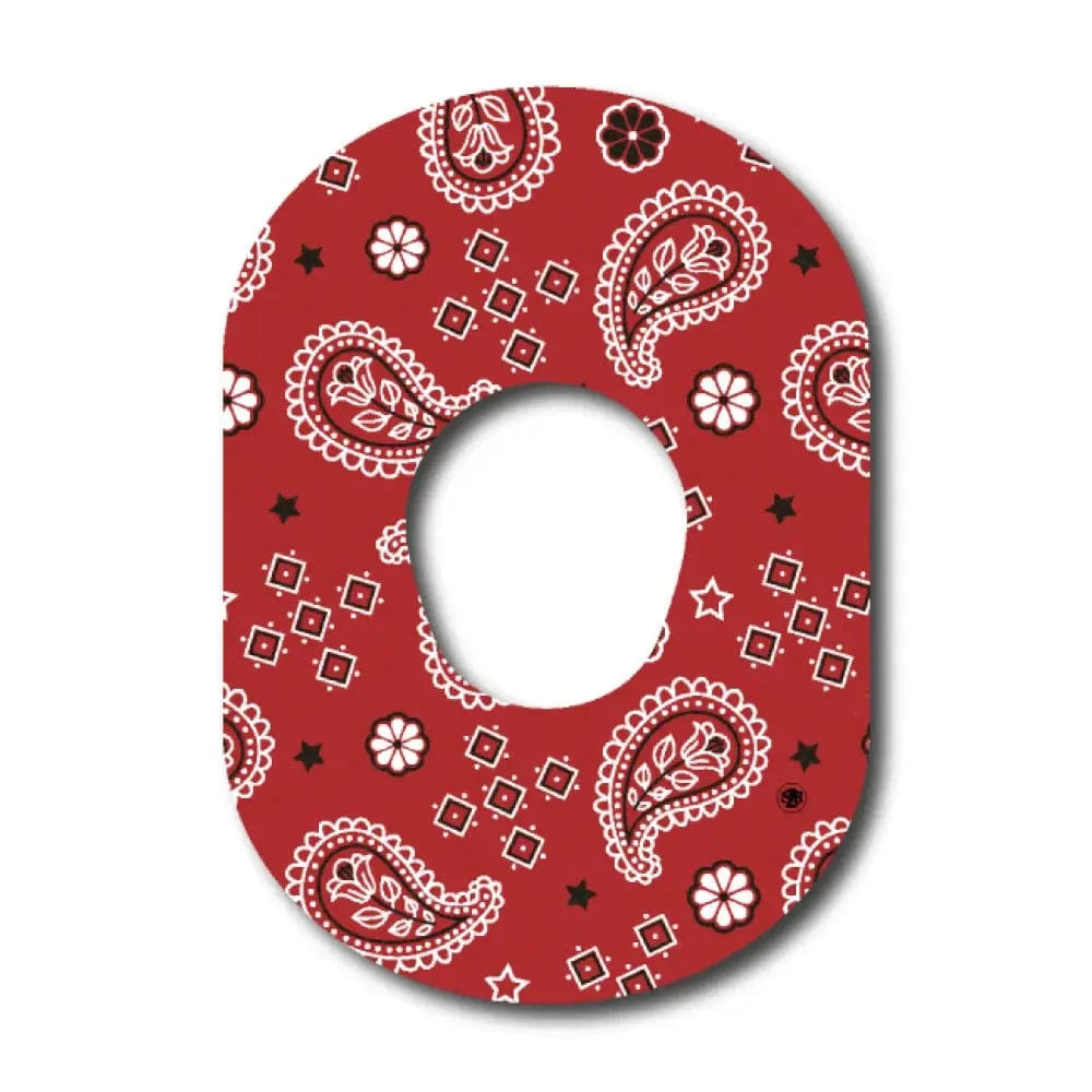 Single Patch / G7 Western Paisley Red Pattern - Dexcom G7 and Stelo