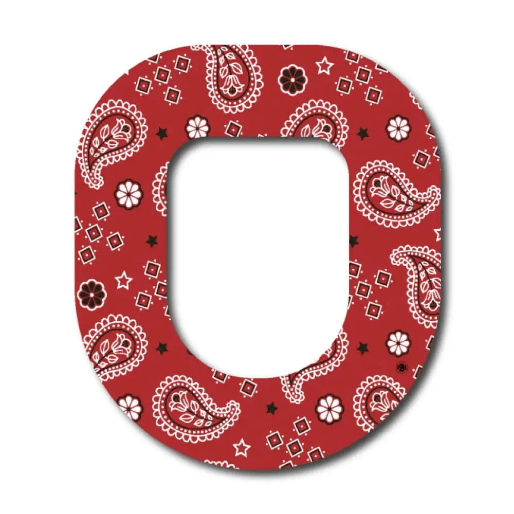 Single Patch / Omnipod Western Paisley Red Pattern - Omnipod