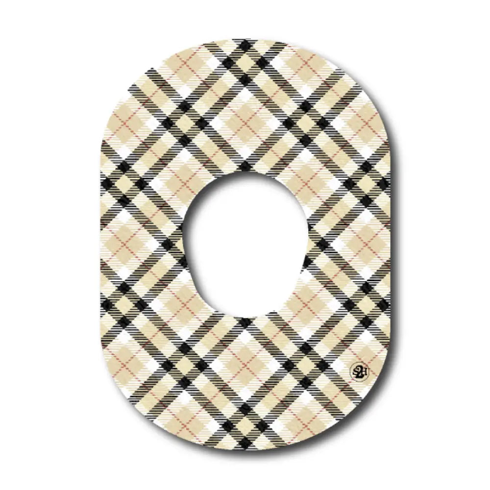 Black and Tan Plaid Pattern - Dexcom G7 Stelo Single Patch