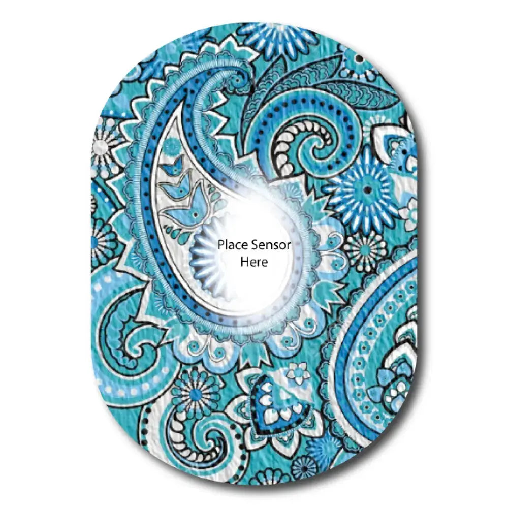 Blue Paisley Underlay Patch For Sensitive Skin - Dexcom G6 Single