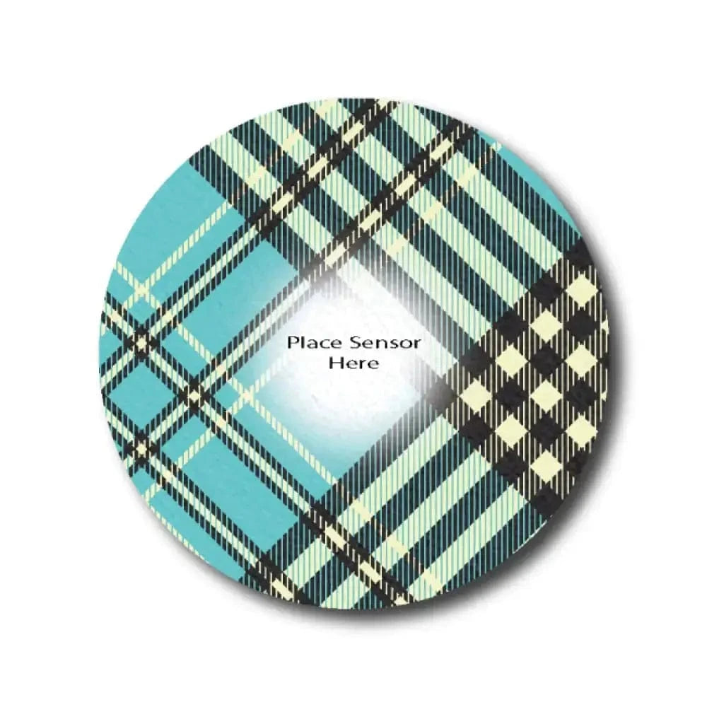 Single Patch / Libre 3 Blue Plaid Pattern Underlay Patch for Sensitive Skin - Libre 3