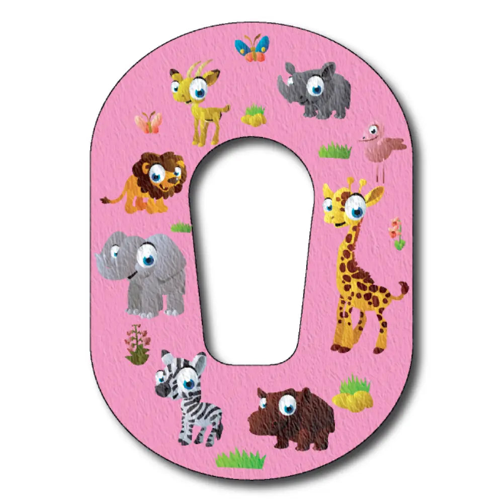 Cartoon Zoo Animals Pink - Dexcom G6 Single Patch