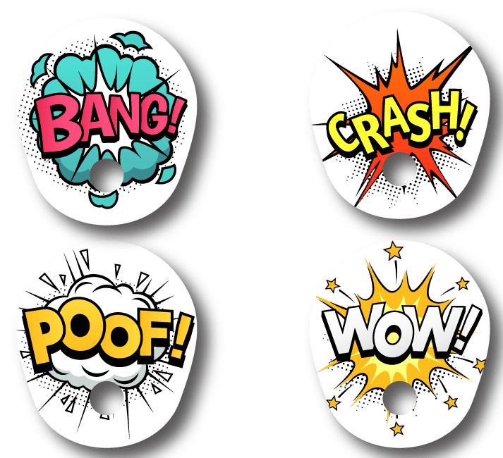 4-Pack (Set of 4 Patches) / G6 Topper Comic Busrsts - Variety Pack 1 - Dexcom G7 Topper