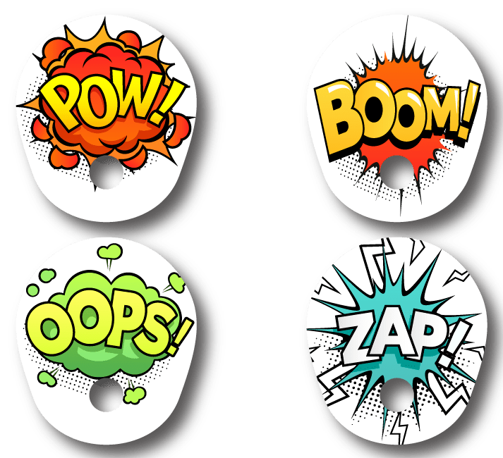4-Pack (Set of 4 Patches) / G6 Topper Comic Busrsts - Variety Pack 2 - Dexcom G7 Topper