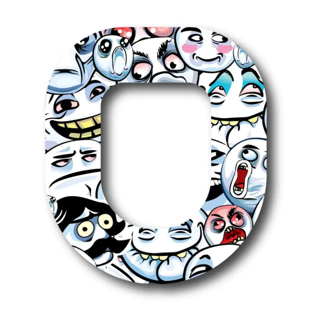 Single Patch / Libre 2 Cover-up Crazy Faces - Omnipod