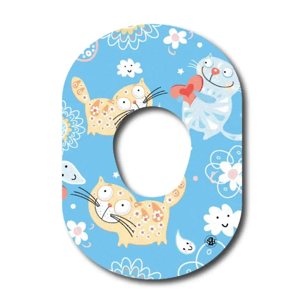 Single Patch / G7 Daisy the Cat in Blue - Dexcom G7 and Stelo