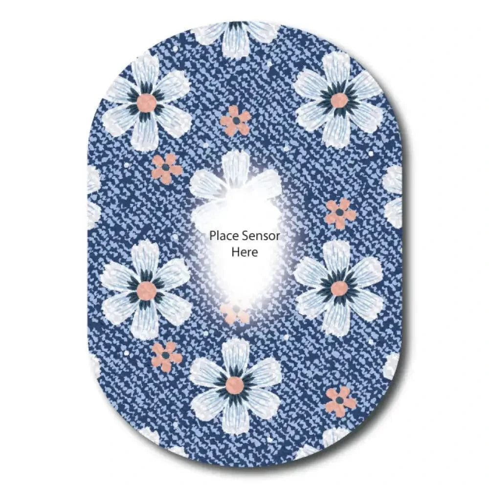 Single Patch / G6 Denim Flower Underlay Patch for Sensitive Skin - Dexcom G6