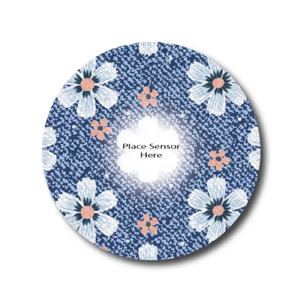 Single Patch / G7 Denim Flower Underlay Patch for Sensitive Skin - Dexcom G7 and Stelo
