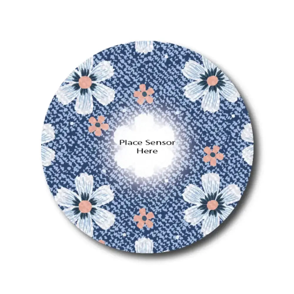 Denim Flower Underlay Patch For Sensitive Skin - Libre 3 Single