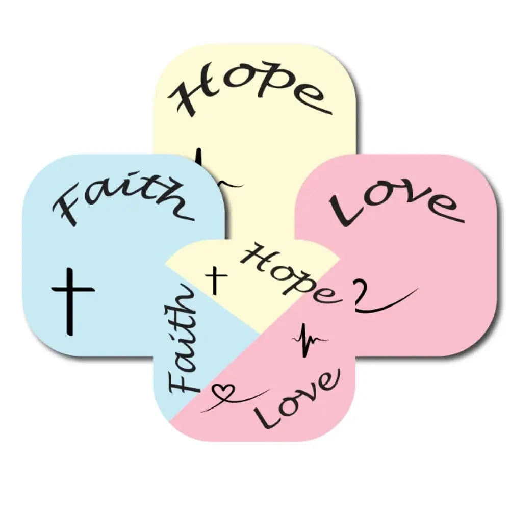 4-Pack (Set of 4 Patches) / G7 Cover-up Faith - Hope - Love Variety Pack - Dexcom G7 and Stelo Cover-up