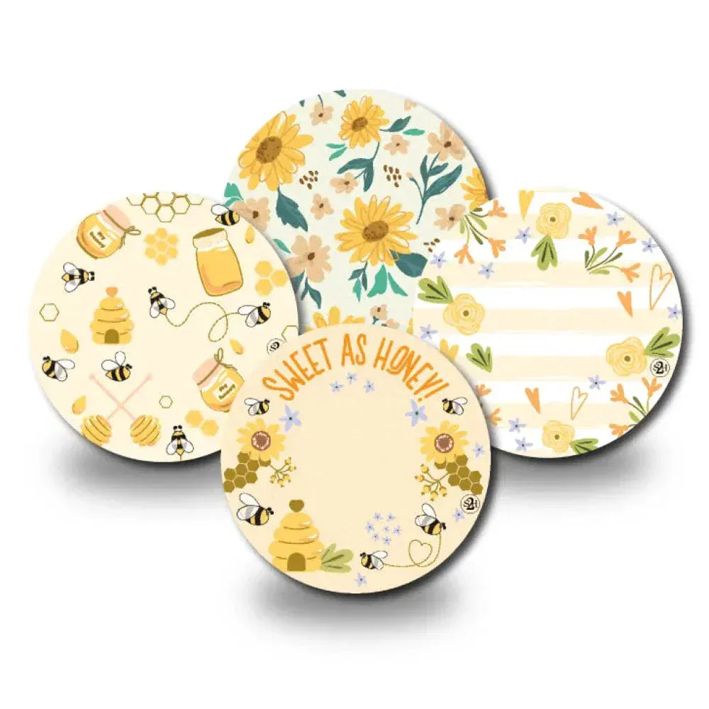4-Pack (Set of 4 Patches) / Medtronic-Instanct Honey Bees and Flowers Variety Pack - Medtronic Instanct