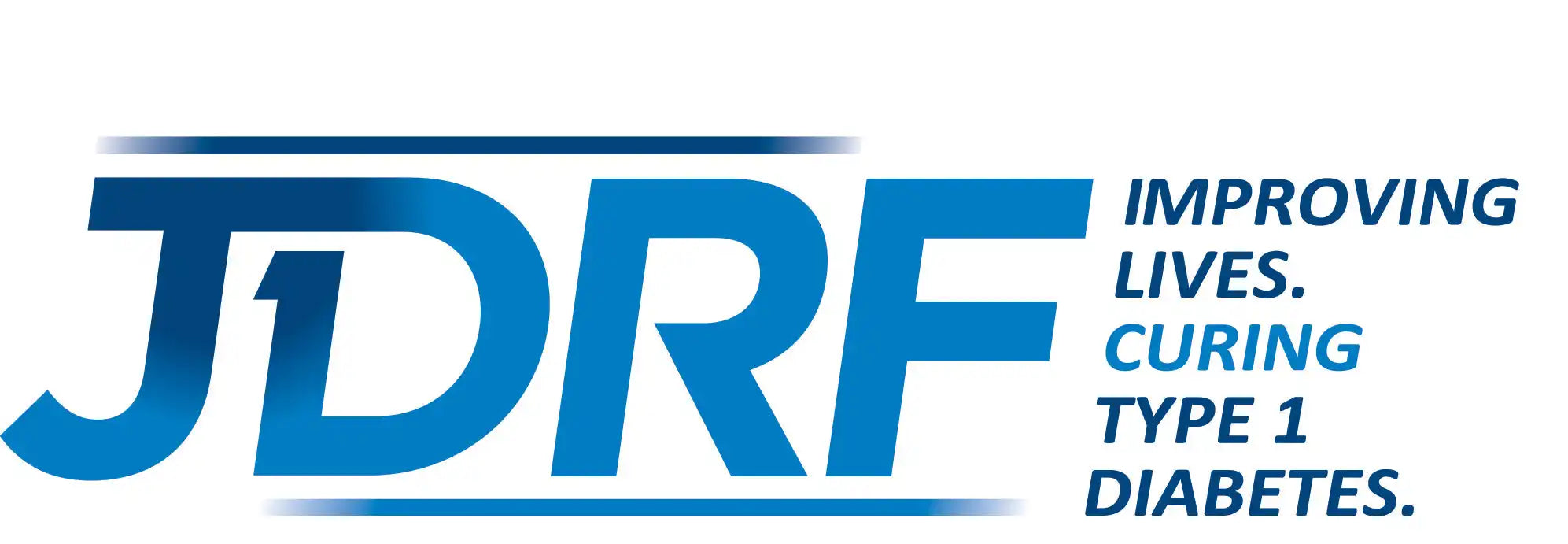 JDRF logo with blue text and tagline ’IMPROVING LIVES. CURING TYPE 1 DIABETES.’