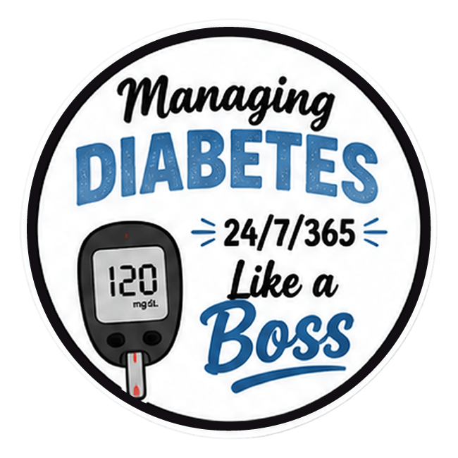 Vinyl Sticker / Not intended for direct skin contact Managing Diabetes Boss Vinyl Stikers