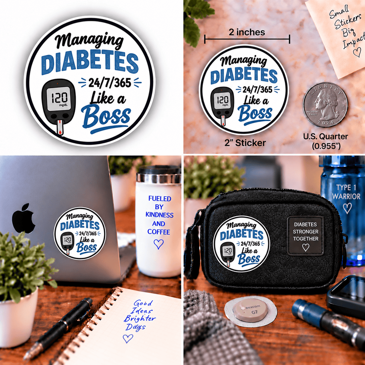 Vinyl Sticker / Not intended for direct skin contact Managing Diabetes Boss Vinyl Stikers
