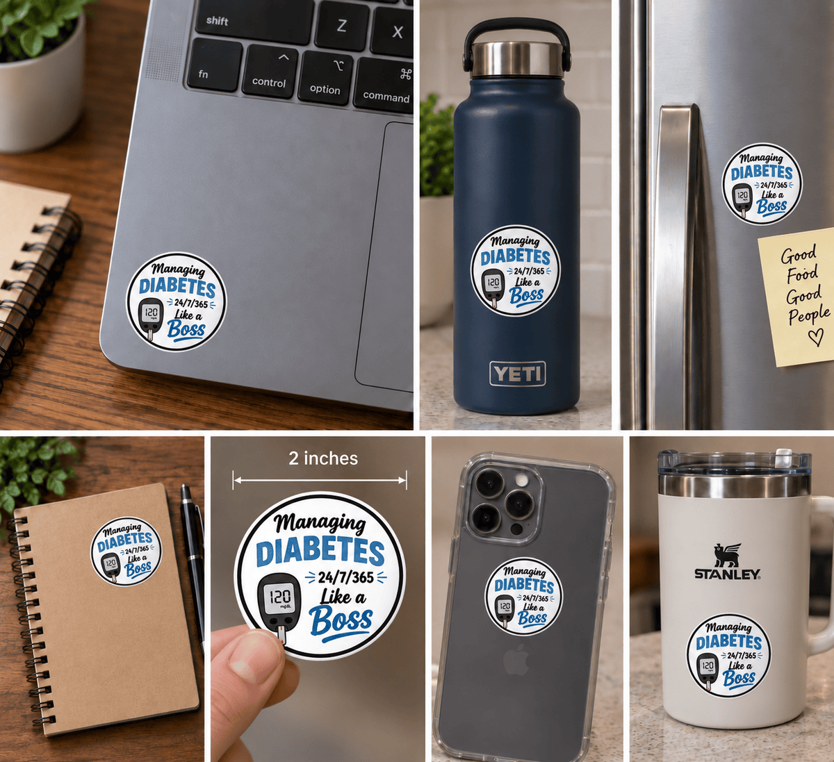 Vinyl Sticker / Not intended for direct skin contact Managing Diabetes Boss Vinyl Stikers