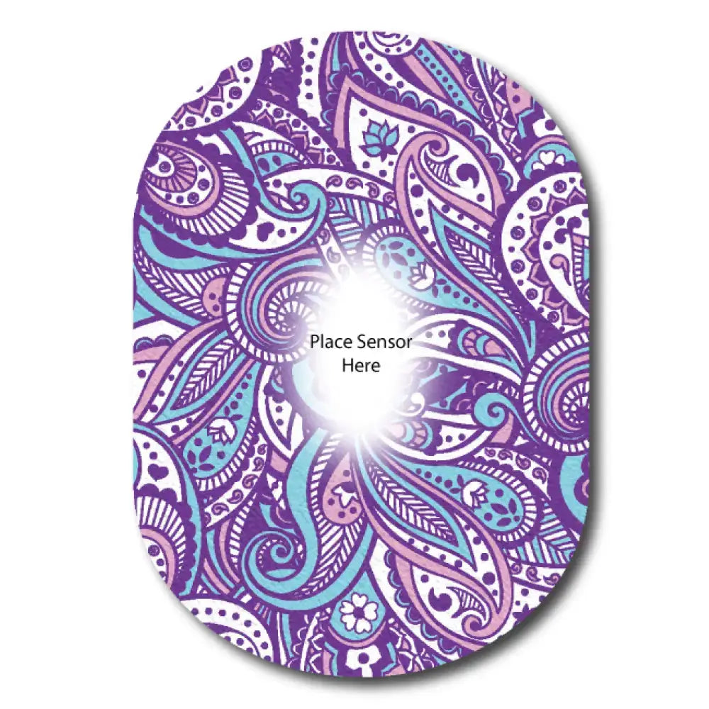 Purple Paisley Underlay Patch For Sensitive Skin - Dexcom G6 Single