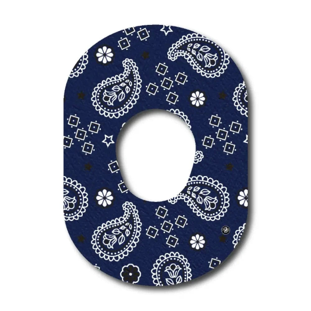Single Patch / G7 Western Paisley Blue Pattern - Dexcom G7 and Stelo